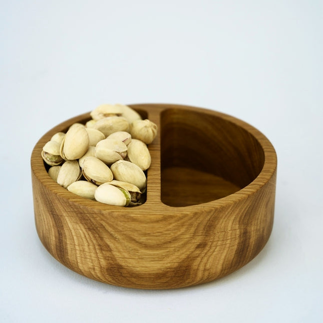 Umweltfreundliche Eichenschale für Pistazien 16 cm, Snackbehälter aus Holz