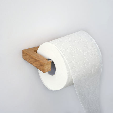 Toiletrulleholder i træ af eg og rustfrit stål – loftstil, minimalistisk, unik