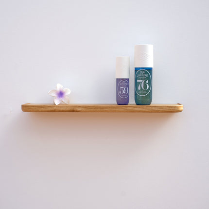 minimalistyczna naturalna dębowa półka do łazienki, kuchni 