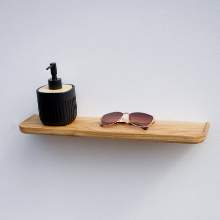 minimalistyczna naturalna dębowa półka do łazienki, kuchni 