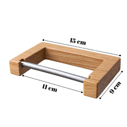 Drewniany Uchwyt na Papier Toaletowy z Dębu i Stali Nierdzewnej – Loft, Minimalistyczny