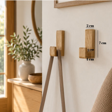 Perchero de pared de madera maciza: elegante gancho de roble