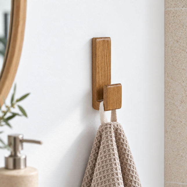 Gancho autocolante moderno minimalista em madeira, sem perfuração, vários tipos