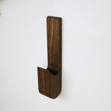 Adhesive Walnut Wall Hook - Premium American Walnut No-Drill Hanger