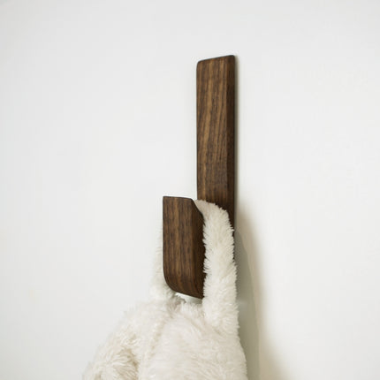 Adhesive Walnut Wall Hook - Premium American Walnut No-Drill Hanger