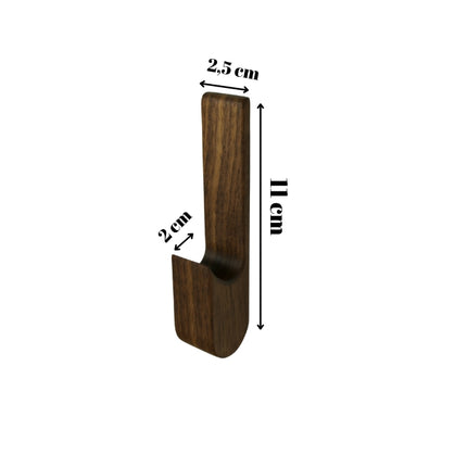 Adhesive Walnut Wall Hook - Premium American Walnut No-Drill Hanger