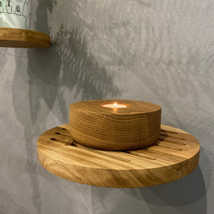 Oak floating shelved, round decorating shelves, modern home deco shelvs, floating plant shelf, fashionable furniture, shelves with bracket