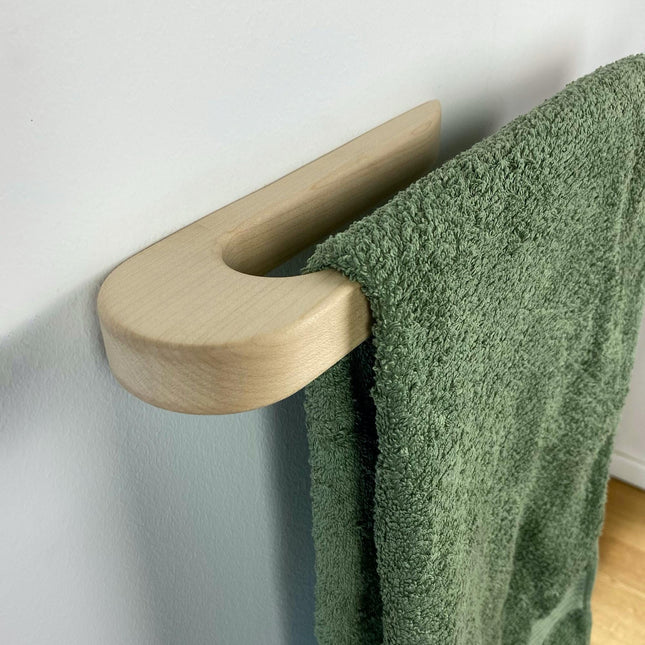 Minimalist Wooden Towel Holder, Maple Long Bath Towel Rack, Handmade Functional Bathroom Rack in Scandinavian style, New Home Gift,