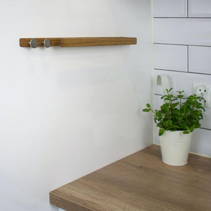 Minimalist Oak Wall Rack with Extra Hooks, Perfect for Any Kitchen or Bathroom, Modern oak towel rack, space saving design