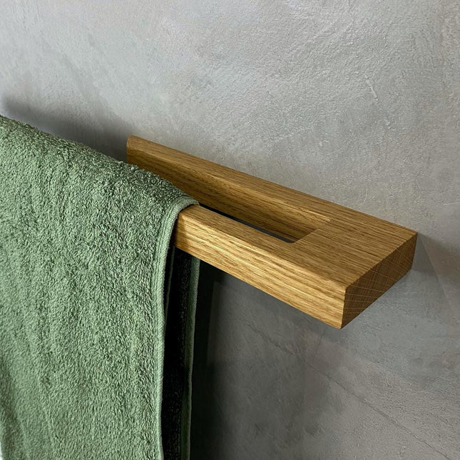 Minimalist Wooden Towel Holder, Oak Long Bath Towel Rack, Handmade Functional Bathroom Rack in Scandinavian style, New Home Gift,