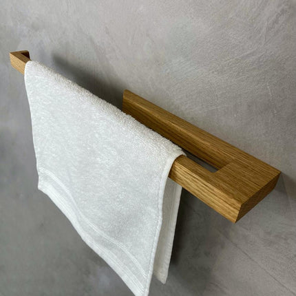 Minimalist Wooden Towel Holder, Oak Long Bath Towel Rack, Handmade Functional Bathroom Rack in Scandinavian style, New Home Gift,