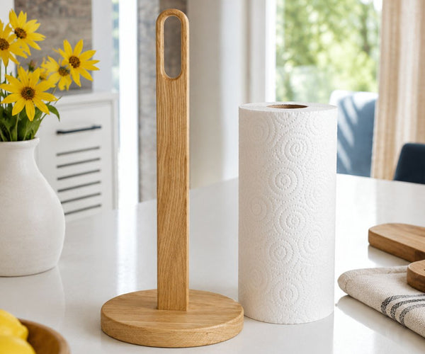 Küchenpapierrollenhalter aus massivem Eichenholz – Nordic wood style
