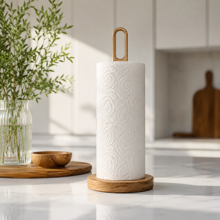 Porta rotolo per asciugamani da cucina in legno massello