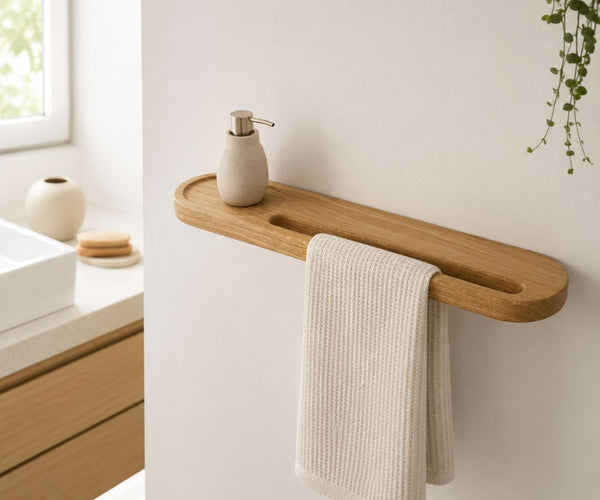 Holz-Handtuchhalter zum Aufhängen mit Ablage