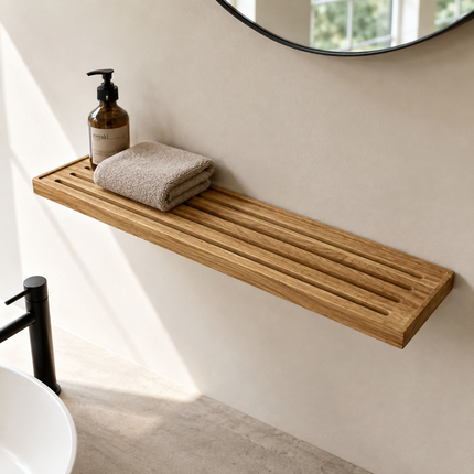 Mensola sospesa in legno traforato – legno naturale di quercia