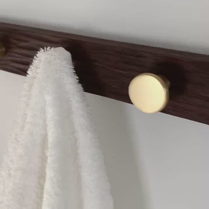 Handcrafted American Walnut Coat Rack with Brass Knobs, Stylish Entryway Organizer, Modern Wall Mounted coat hanger,  Brass Accents