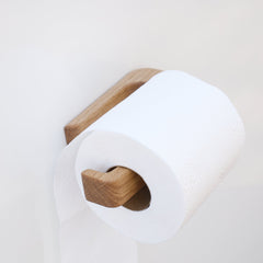 Nowoczesny samoprzylepny uchwyt na papier toaletowy z litego drewna dębowego, styl loft, japandi.