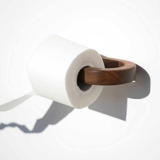 Minimalistyczny uchwyt na papier toaletowy z drewna orzechowego, estetyczny uchwyt na papier toaletowy, ścienny uchwyt na papier toaletowy, nowoczesny ekspozytor na papier toaletowy