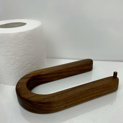Minimalistyczny uchwyt na papier toaletowy z drewna orzechowego, estetyczny uchwyt na papier toaletowy, ścienny uchwyt na papier toaletowy, nowoczesny ekspozytor na papier toaletowy