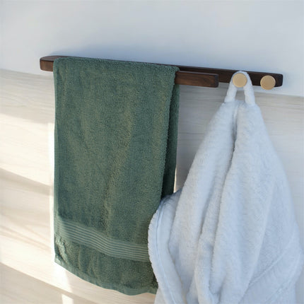 Porte-serviettes moderne en noyer avec boutons dorés