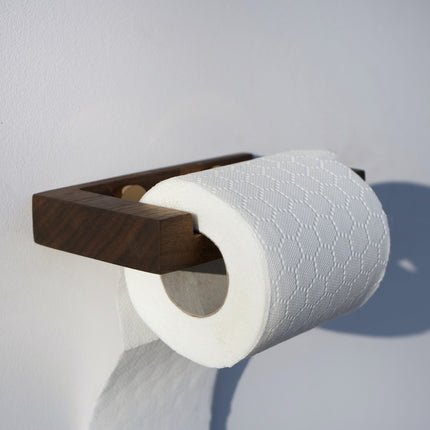 Nowoczesny uchwyt na papier toaletowy z drewna orzechowego