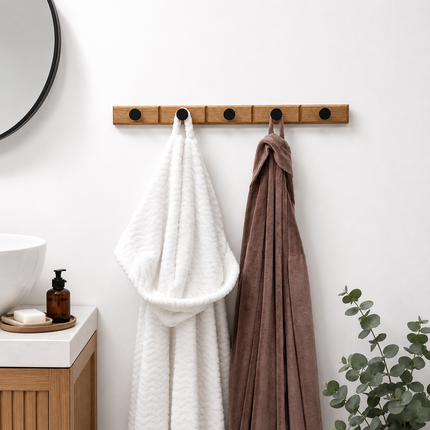 Appendino da parete funzionale in legno per ingresso, bagno - scelta di pomelli