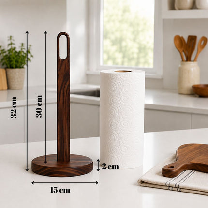 Porta rotolo per asciugamani da cucina in legno massello