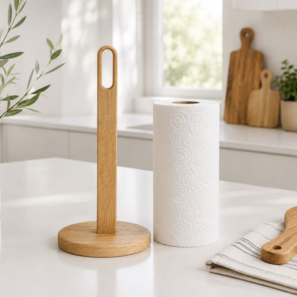 Porta rotolo per asciugamani da cucina in legno massello